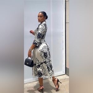 Zara Black and White Long Sleeve Dress